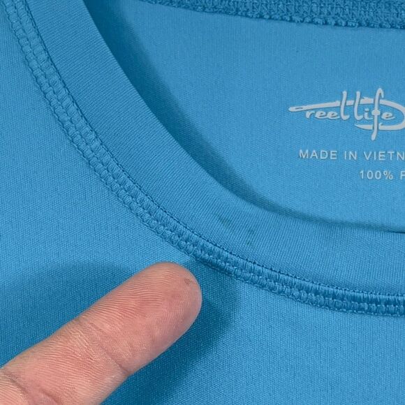 Reel Life Men's Sun Defender Lightweight Long Sleeve UV Tee Aqua Blue 0697 - Picture 4 of 8